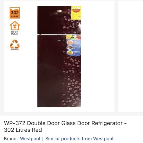 Westpool 302ltrs Glass Mirror Fridge